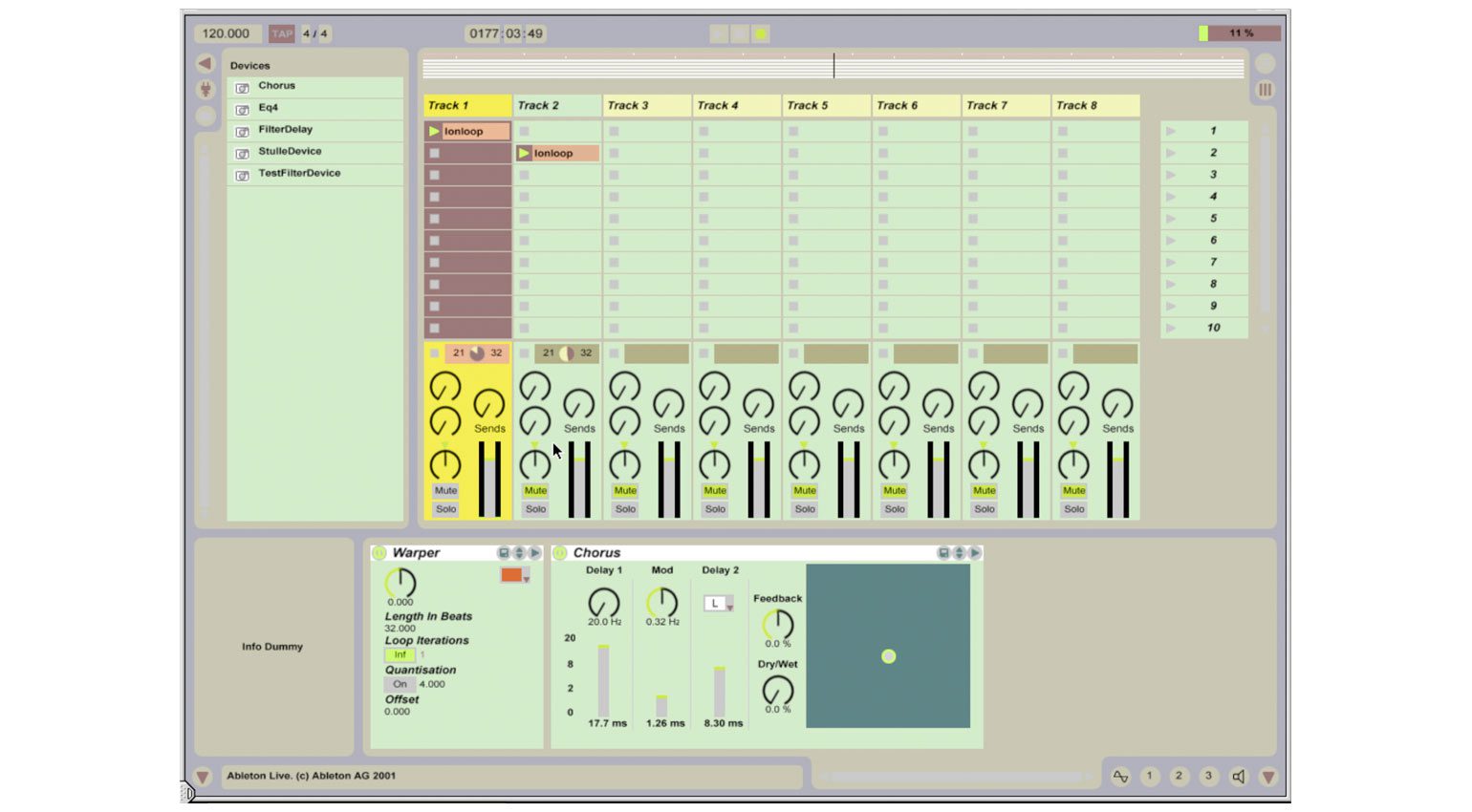 Ableton Live Version 1 aus dem Jahr 2001