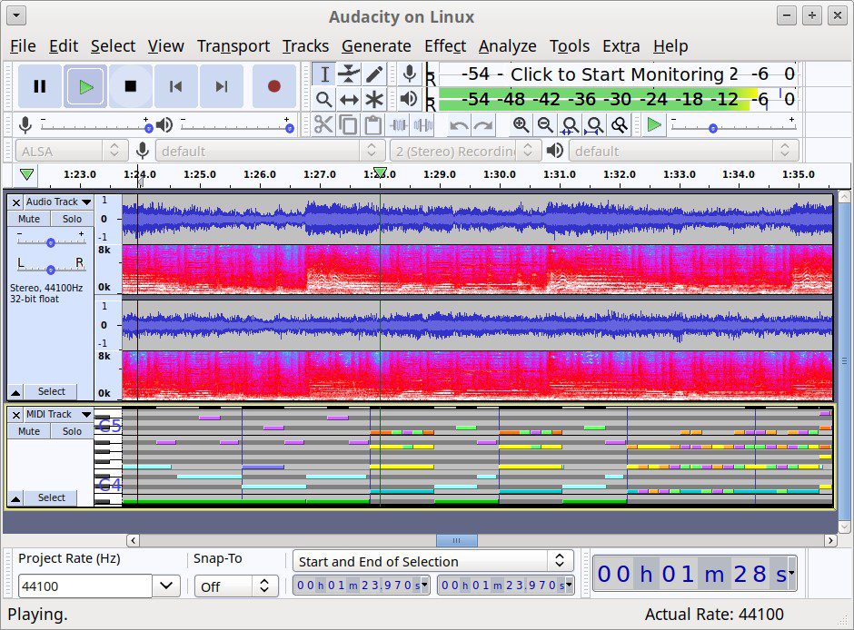 Audacity Audio MIDI Editor Linux