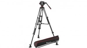 Manfrotto Fluid-Videokopf 504X mit Alu-Doppelrohrstativ MS