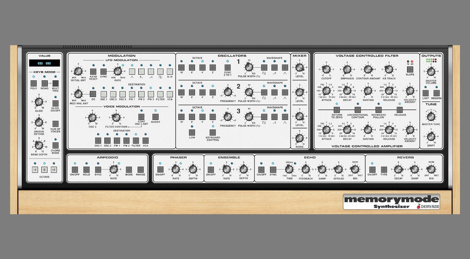 Cherry Audio Memorymode mit Light GUI