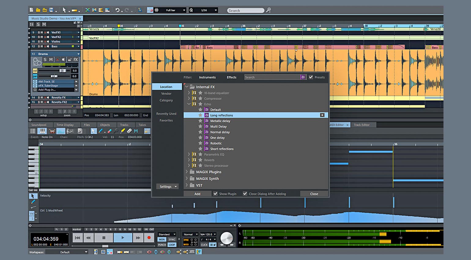 Magix Samplitude Music Studio 2022 Plug-in-Browser