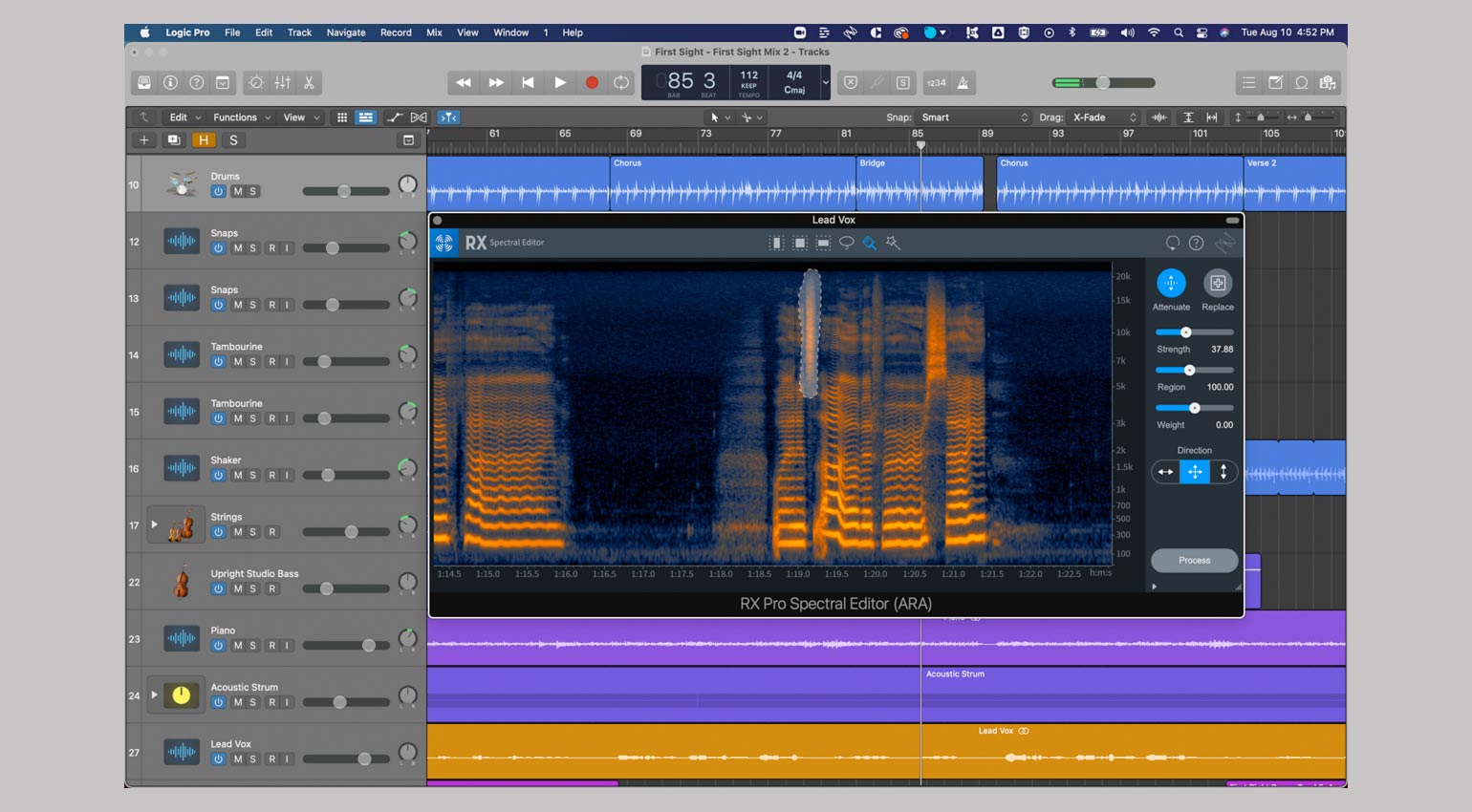 iZotope RX 9 Spectral Editor in Logic Pro