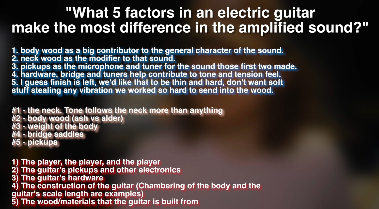 Gründe für den SOund einer E-Gitarre für Gitarrenbau Meister