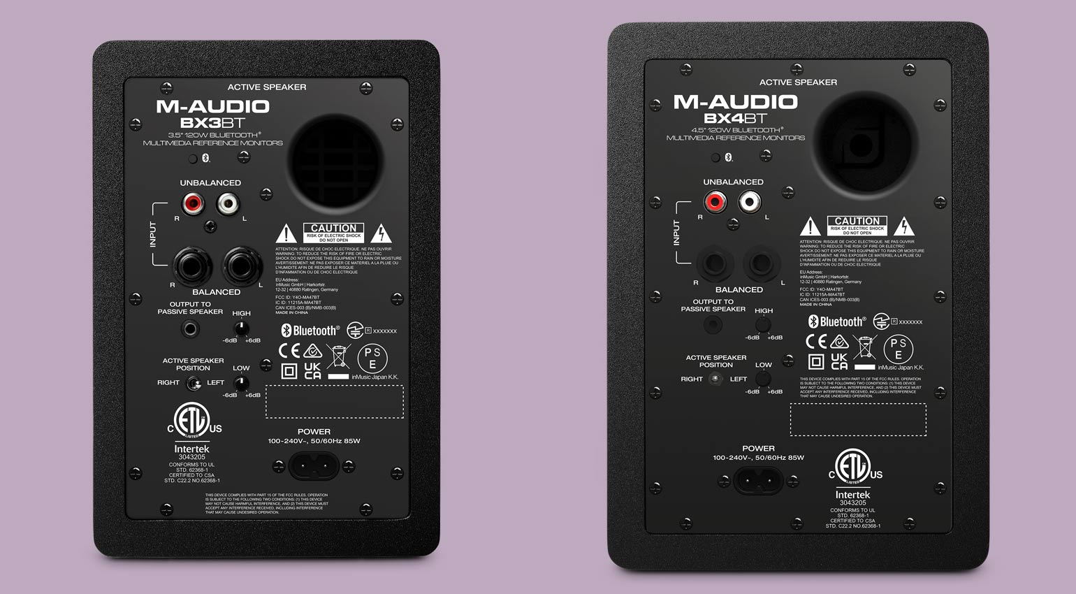 M-Audio BX3BT und BX4BT Rückseite