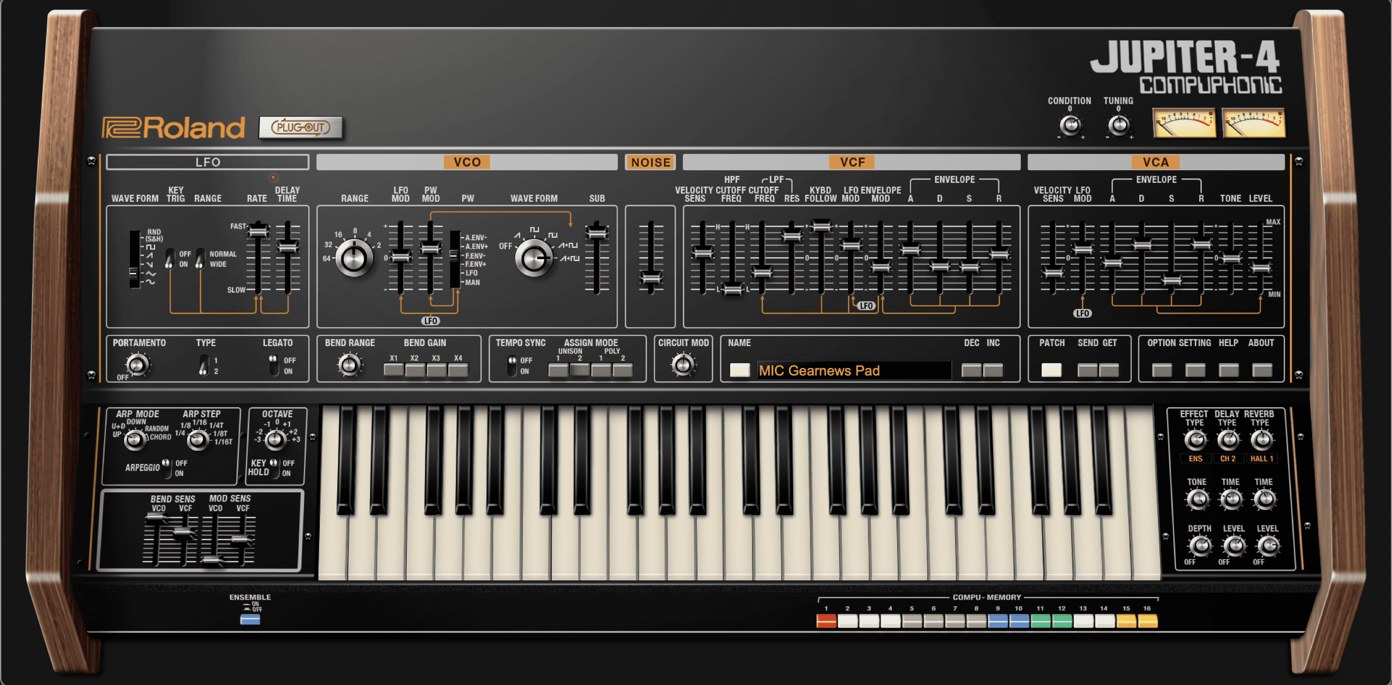 Roland Jupiter-4 Layout