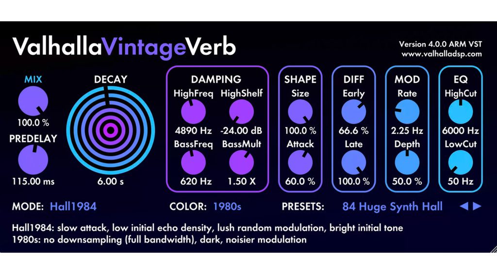 VintageVerb 4.0 Hall1984