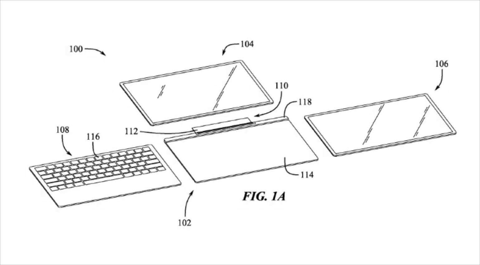 Bildschirm, Touchscreen und Tastatur am Device im Apple Patent