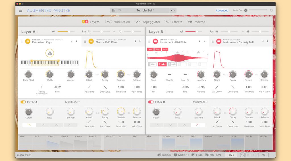 Advanced Options von Arturia Augmented YANGTZE.