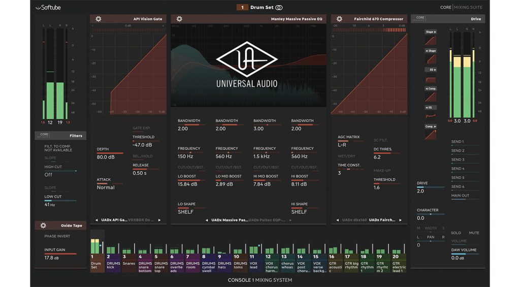 Softube Console 1 Channel Mk III mit UADx Plugins.