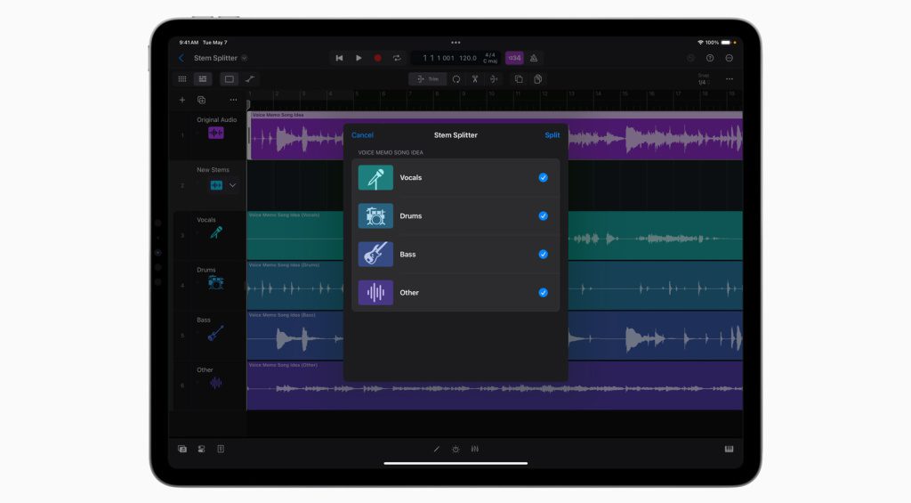 Mit Stem Splitter zieht automatische Audioseparation in die DAW von Apple ein