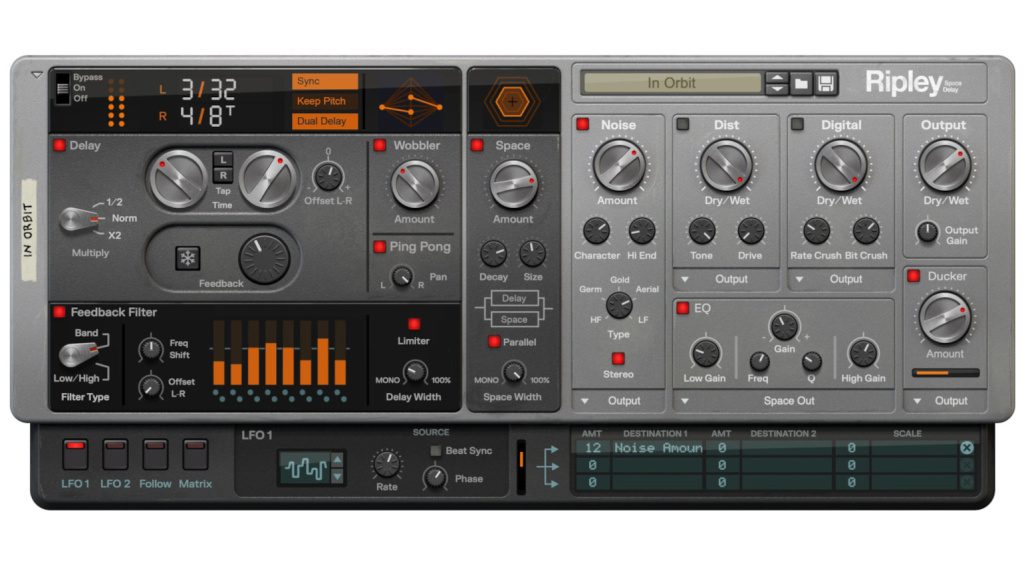 Mit Ripley Space Delay kombiniert Delay und Reverb