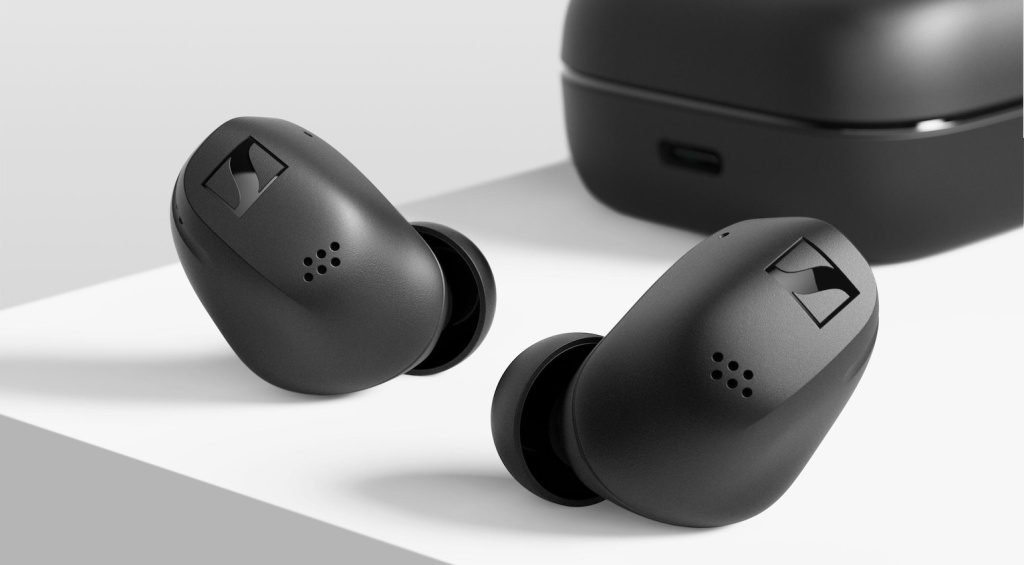 Die neuen True Wireless Earbuds von Sennheise und das Lade-Etui