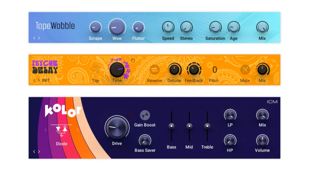 Native Instruments Tape Wobble, Psyche Delay und Kolor