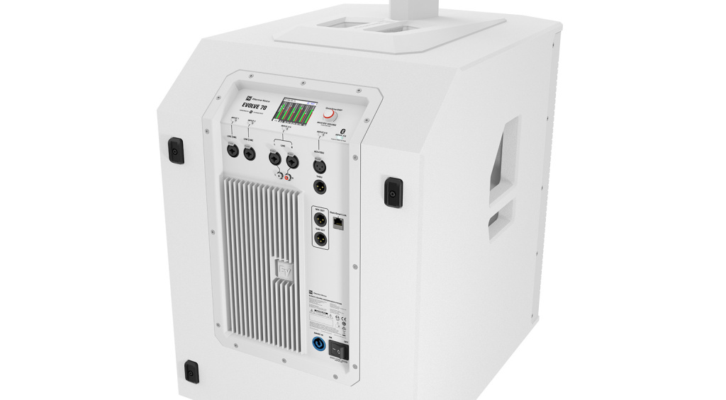 Der Subwoofer der weißen EVOLVE 70