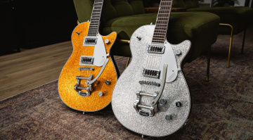 Die funkelnden Gretsch G5230T Gitarren mit Bigsby und Sparkle-Finish bringen euch den legendären Gretsch-Sound zu einem erschwinglichen Preis!
