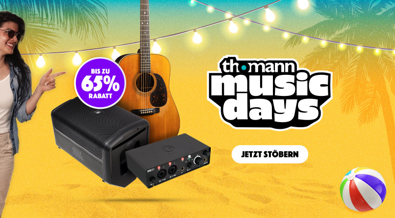 Thomann Music Days: Bis zu 65 % Rabatt auf Instrumente, Studio-Gear und Lichttechnik