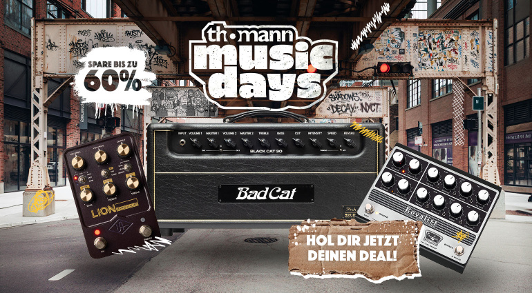 Erneut regnet es Schnäppchen bei den Thomann Music Days 2026! Viele reduzierte Deals auf Top-Marken und beliebte Amps und Pedale!