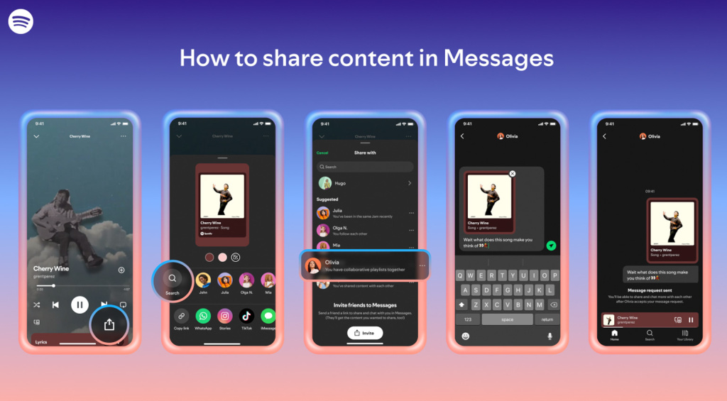 Spotify Messages vereinfacht das Teilen von Inhalten