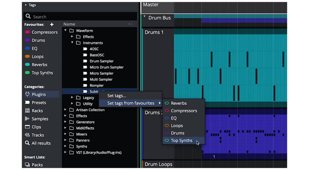 Der Browser wurde für Tracktion Waveform 14 überarbeitet