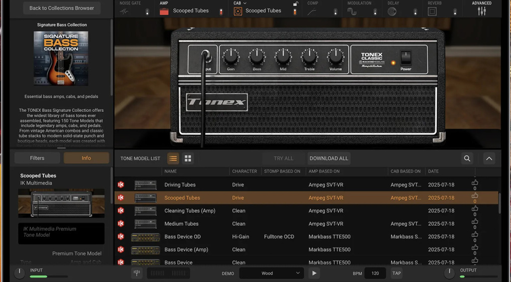 ToneX Bass Modelle im ToneX Editor