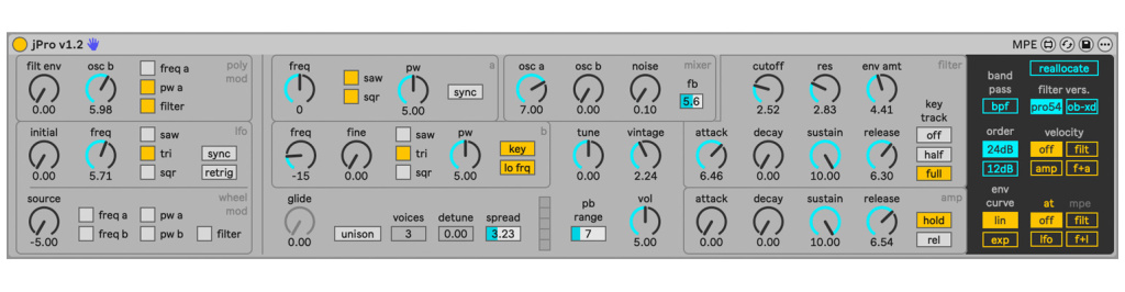 jPro 1.2 Synthesizer für Max for Live