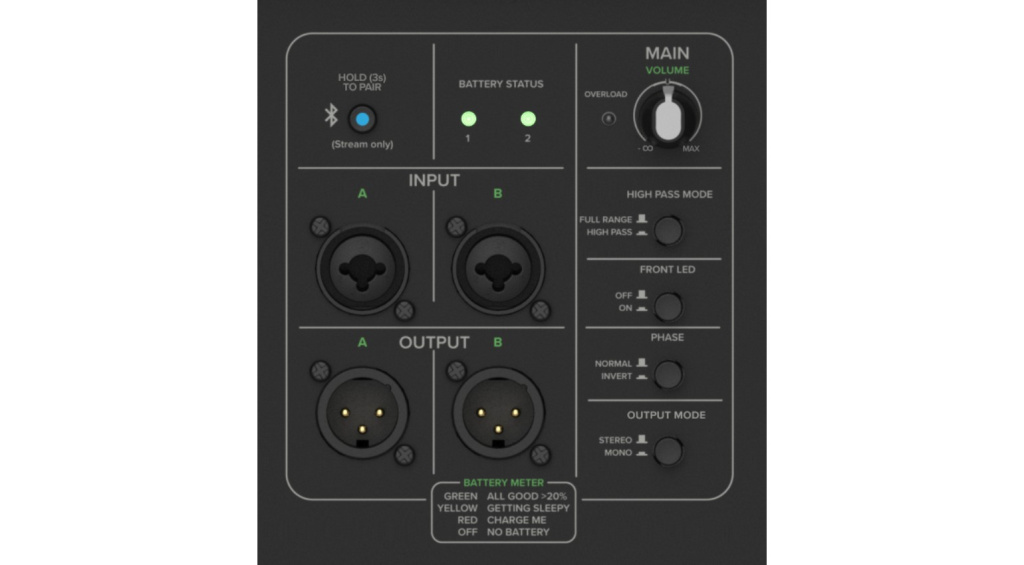 Das Panel am ThumpSub GO Subwoofer
