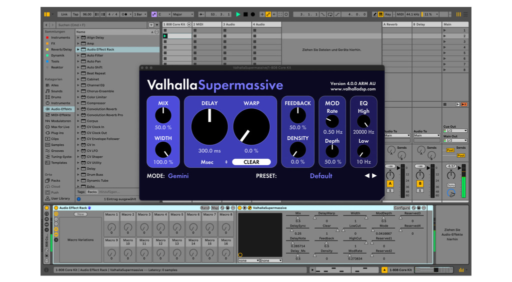 Ableton Racks bieten jetzt bis zu 16 Makros, die wir fei belegen können – auch mit Parametern von Plugins
