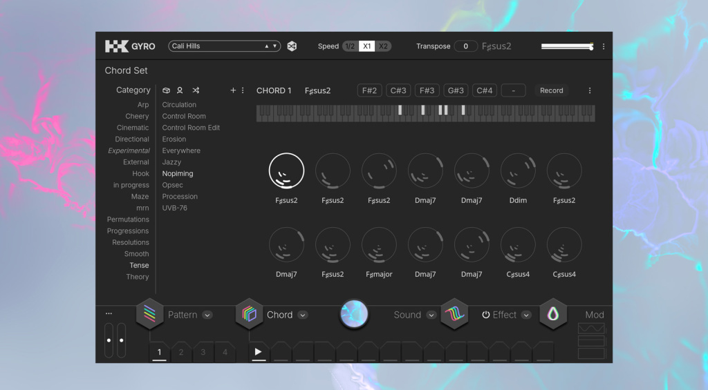 Über das Akkord-Set erzeugst du melodische Loops und Hooks