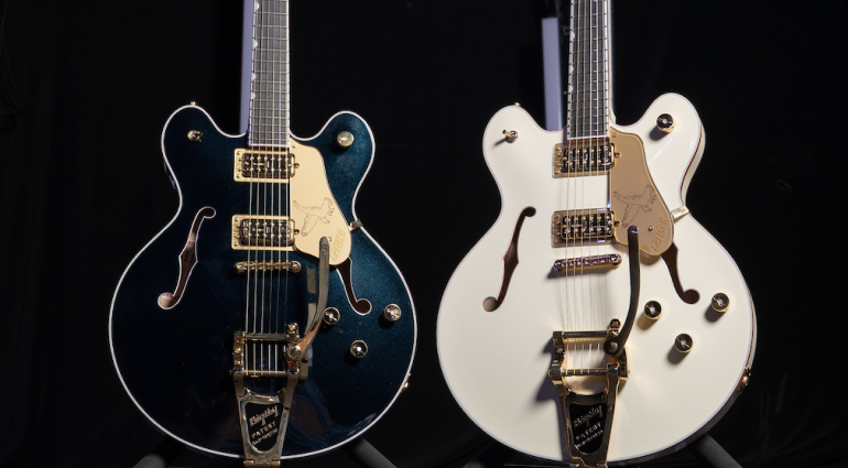 Gretsch hat das Semi-Hollow-Modell Falcon Center Block LTD als Limited Edition herausgebracht. Erhältlich in Vintage White und Midnight Sapphire.