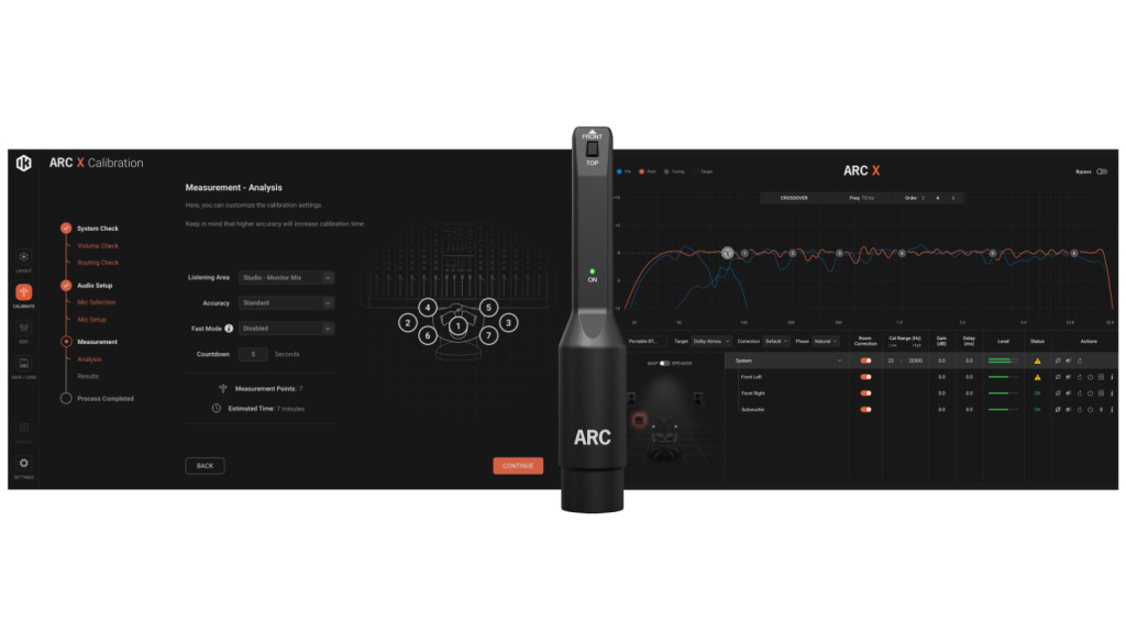 Das automatische Kalibrieren auf den Raum ist über ARC-X vorgesehen – das gilt auch für angeschlossene Studiomonitore