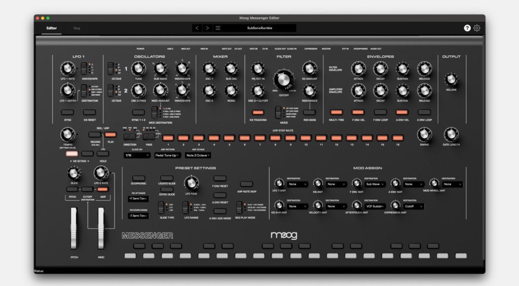 Moog Messenger Preset Editor
