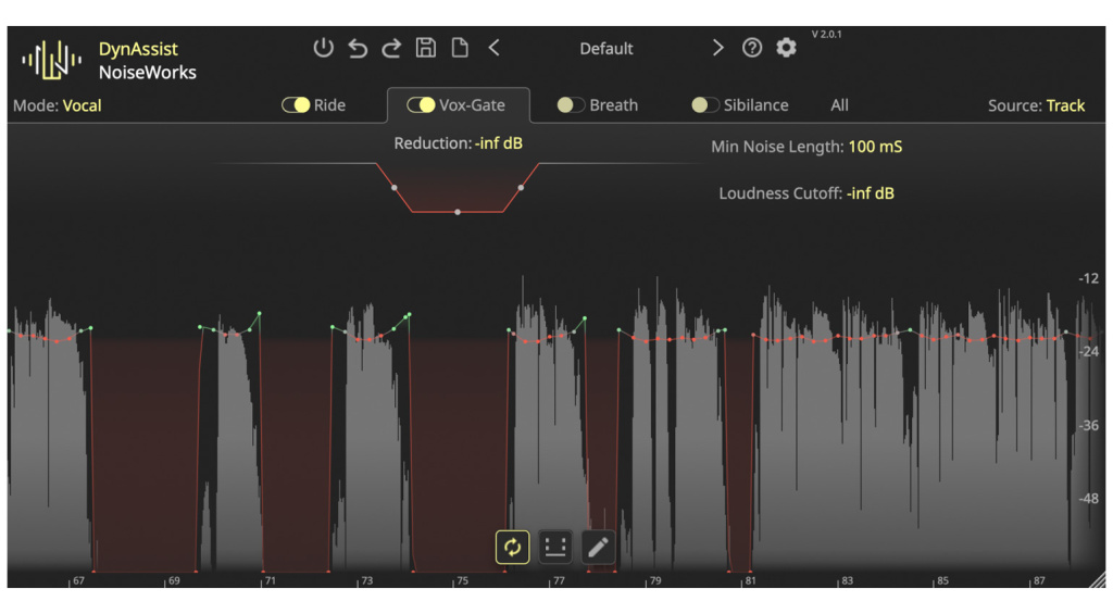 Das Vox-Gate in DynAssist funktioniert wie ein intelligentes Noise-Gate