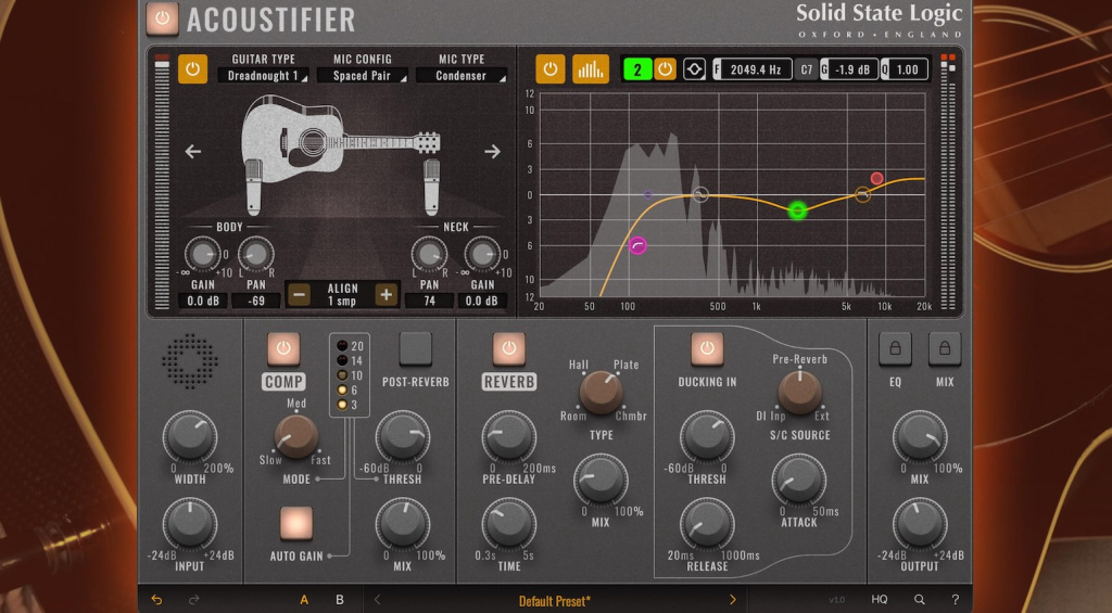 SSL Acoustifier Plugin verwandelt jede Aufnahme einer Akustikgitarre in einen Studio-Take
