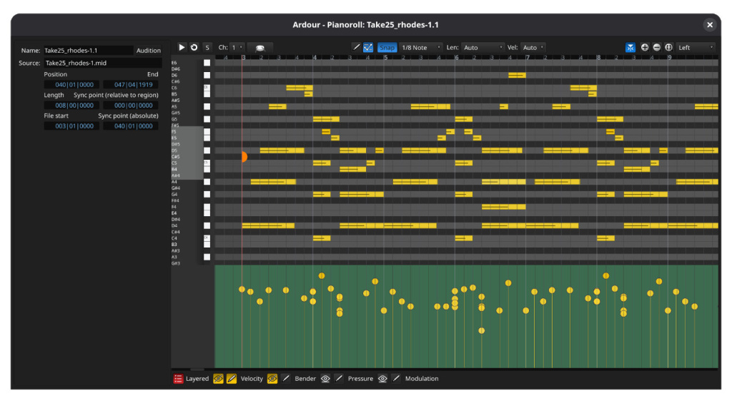 Die WIndows-Version von Ardour 9 verfügt jetzt über eine Pianorolle