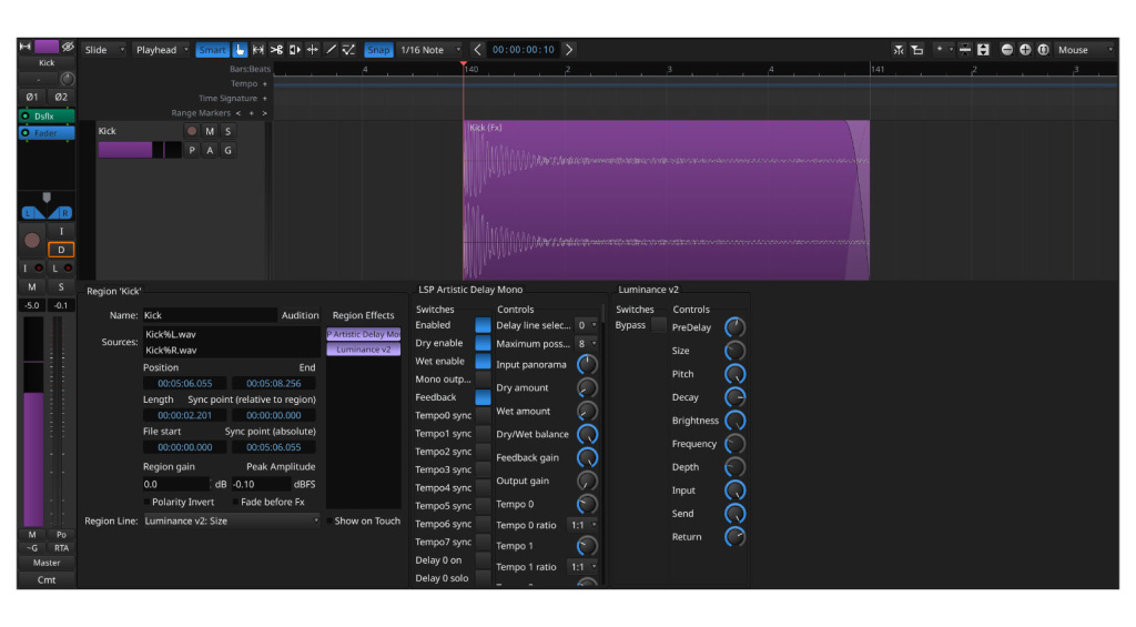 Region FX ermöglicht es, nur auf einem bestimmten Part Effekte anzuwenden