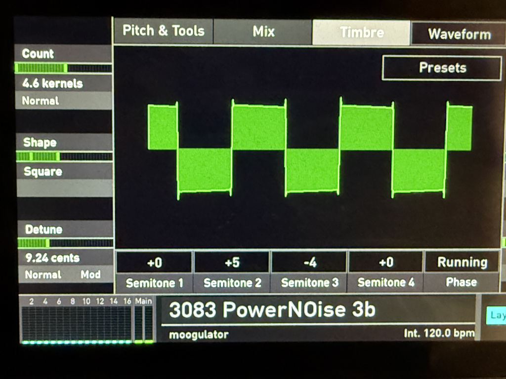 Ultrafett ausreizen - Ein Oszillator kann sehr breite Sounds via Kernel-Set und Intervallen bereit stellen.
