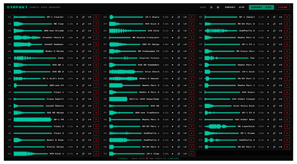 Mit dem Sympakt Sample Pack Manager kannst du direkt im Browser Samples organisieren und bearbeiten