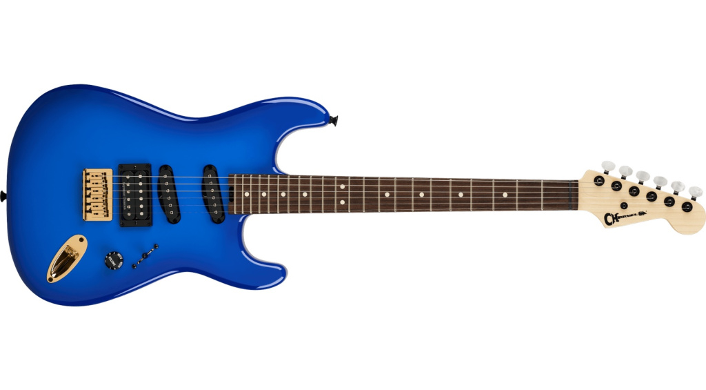 Die Charvel Jake E Lee Signature in Blue Burst soll an die Gitarre erinnern, die den Sound der ersten Alben von Ozzy Osbourne signifikant geprägt hat.