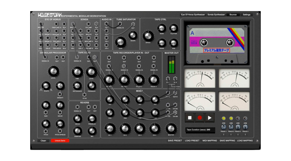 Für Homework kombiniert Giorgio Sancristoforo einen 4-Spur-Recorder, Effekte und zwei Synthesizer in einer modularen Spielwiese
