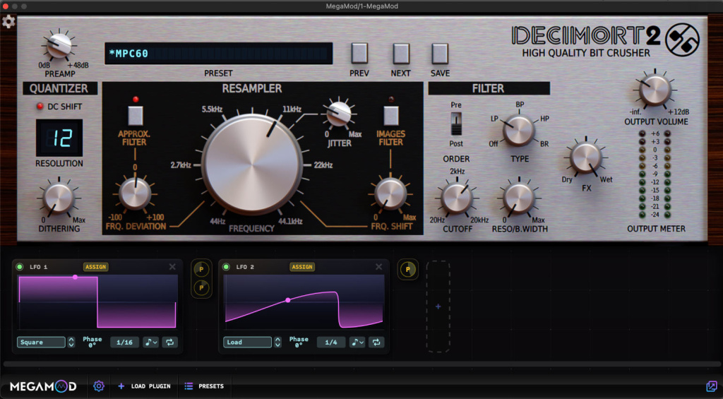 Verschiedene Parameter im Bitcrusher zum Takt bearbeiten? Kein Problem mit MegaMod