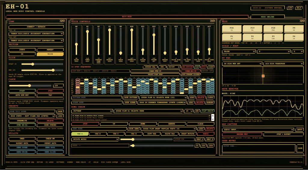 Offline Web MIDI und 32-Step-Sequencer
