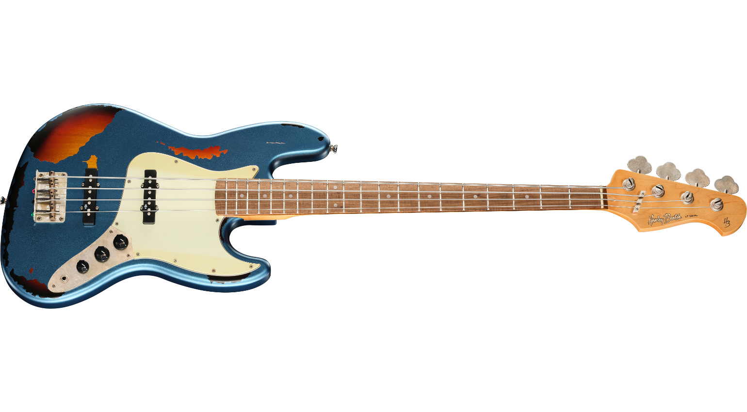Harley Benton JB-62HA Lake Placid Blue over Sunburst Heavy Aged