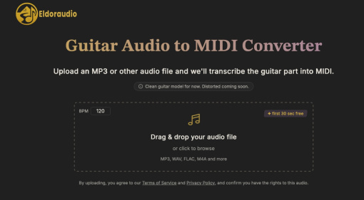 Guitar Audio to MIDI: Nie wieder Gitarrenparts komplett neu einspielen – Eldoraudio macht es via Browser möglich!