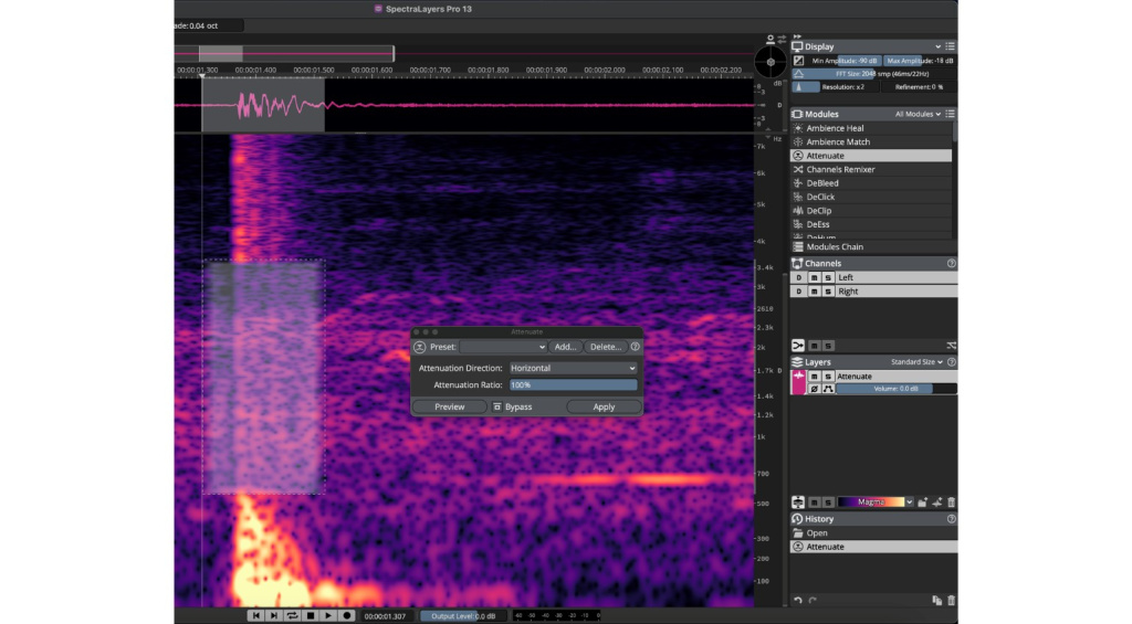 Steinberg SpectraLayers 13 Attenuate