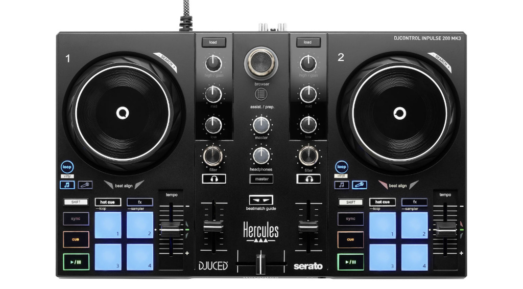 Zu dem Set gehört der neue DJControl Inpulse 200 MK3 DJ-Controller