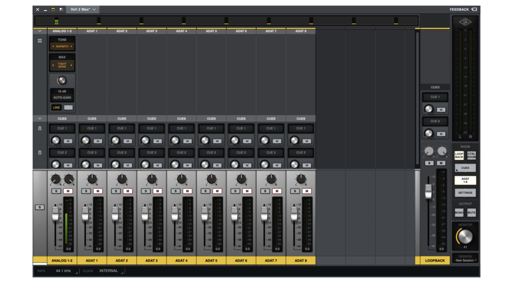 Die Software UAD Control bietet eine übersichtliche Bedienung der Volt-Audiointerfaces über den Rechner