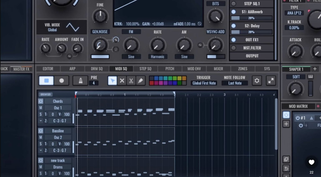 VPS Avenger 2.5 Piano-Roll und MIDI