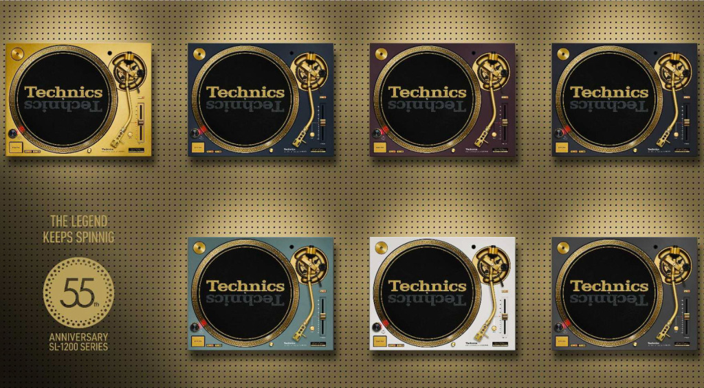 Die limitierte Edition des Technics SL-1200 setzt auf goldfarbene Akzente und sieben verschiedene Grundfarben
